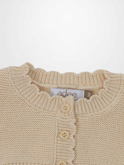 Cropped Cardigan with Lace - Ivory