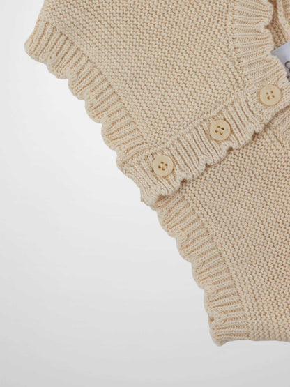 Cropped Cardigan with Lace - Ivory