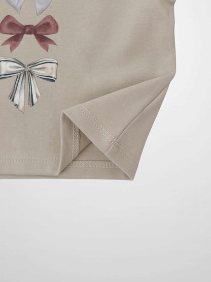 Ribbed Bow Shirt - Taupe