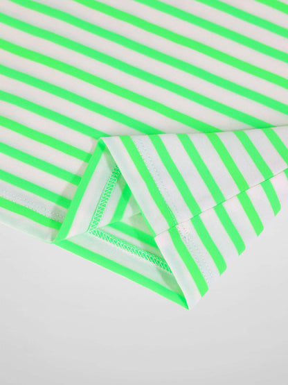 Neon Green Striped Boxy T-shirt