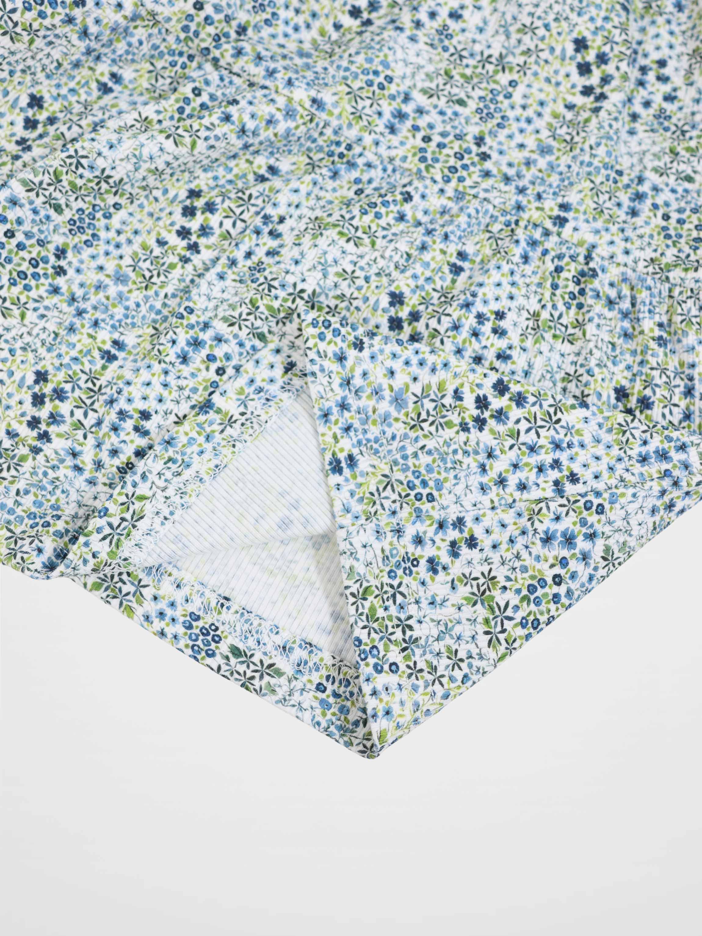 Blue Floral Robe - 3/4 Sleeves