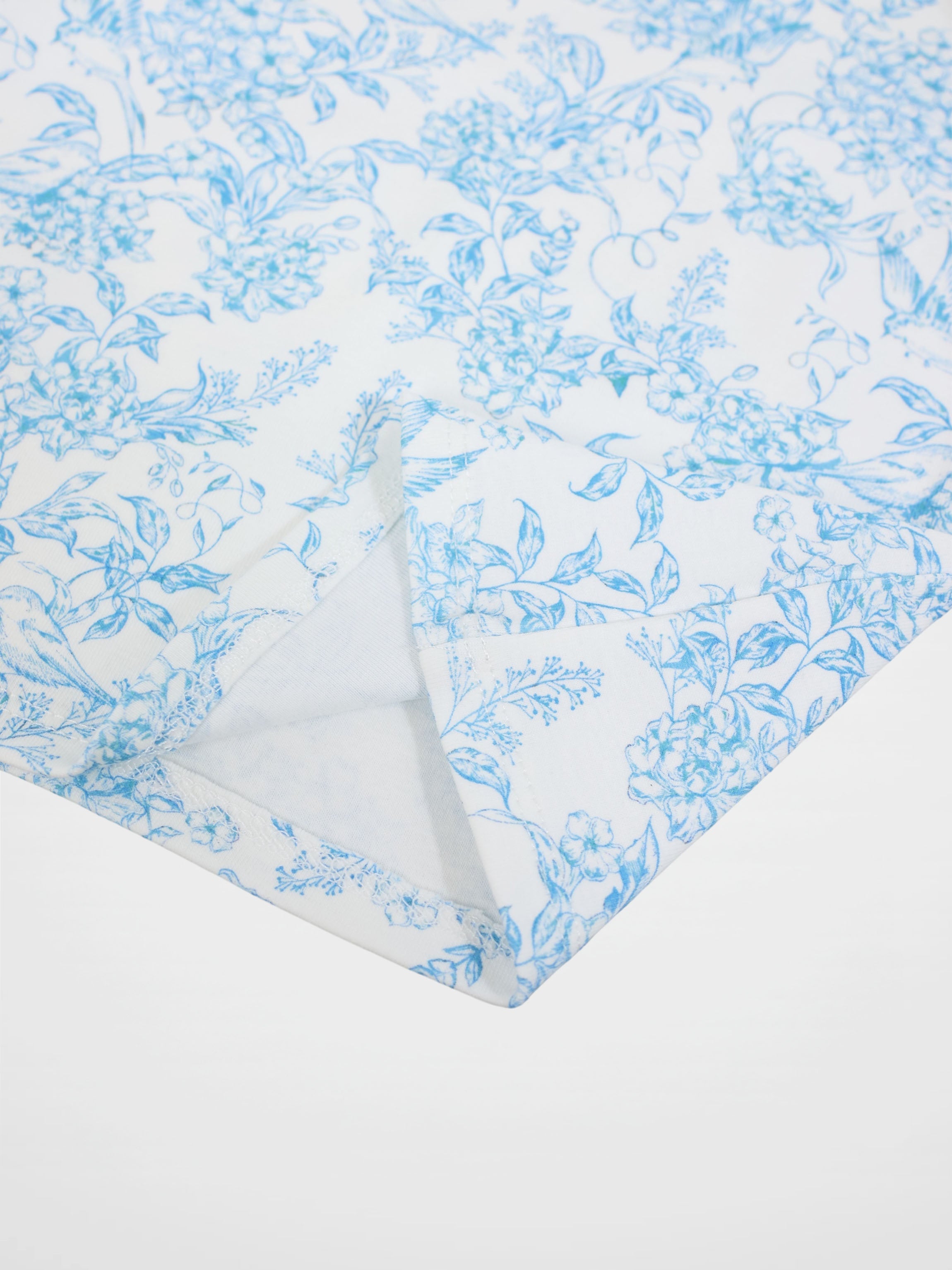 Blue Flowered  3/4 Sleeve T-shirt