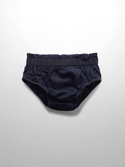 Paper Bag Waist Bloomers-Dark Denim