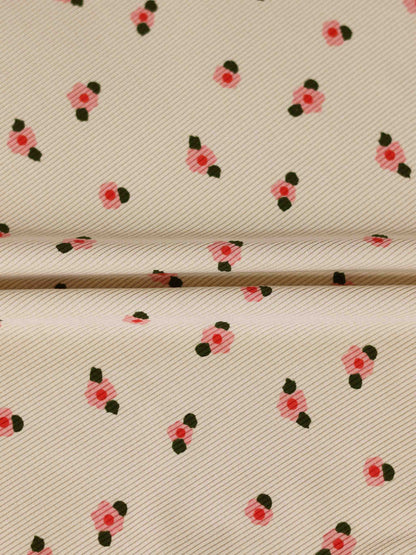Tan Floral T-shirt - 3/4 Sleeve