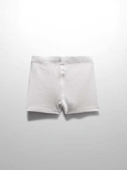 Biker Shorts Thin Ribbed-White