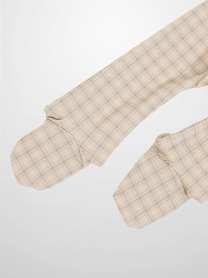 Oatmeal Grid Stretchy - Blue