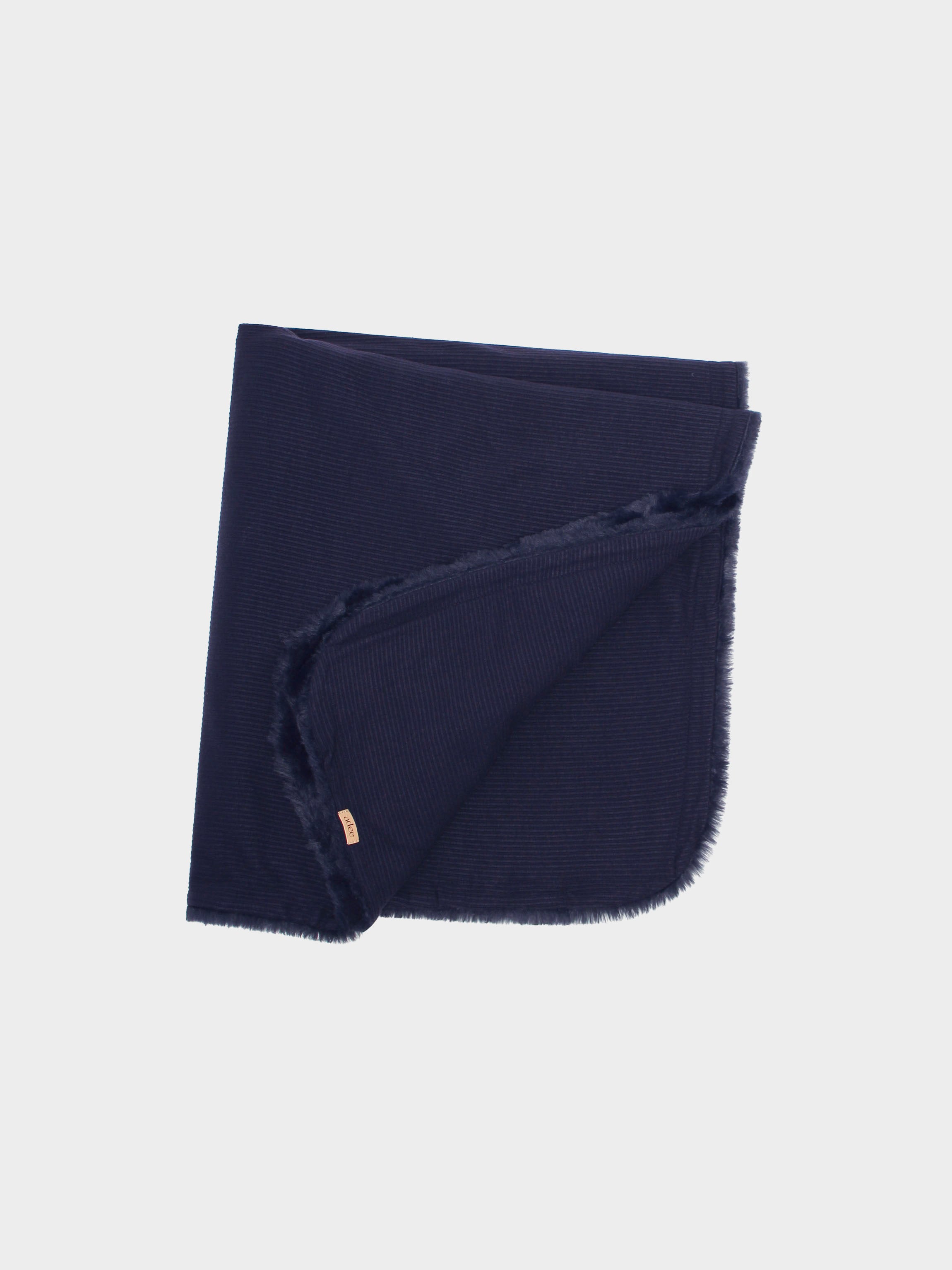 Plush Fur Blanket- Navy