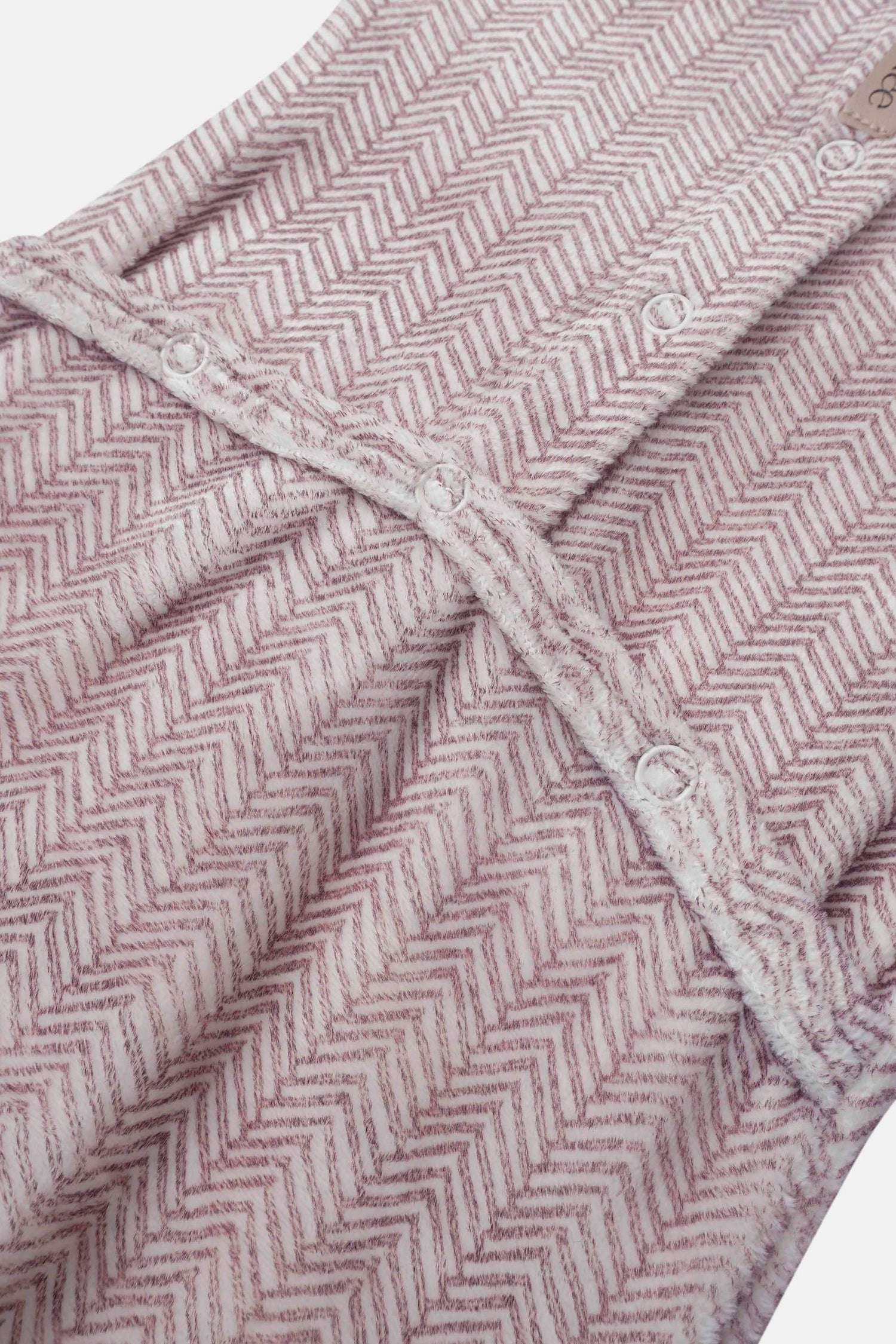 Heritage Herringbone Red layette set for girls in pink-red knit with snap buttons