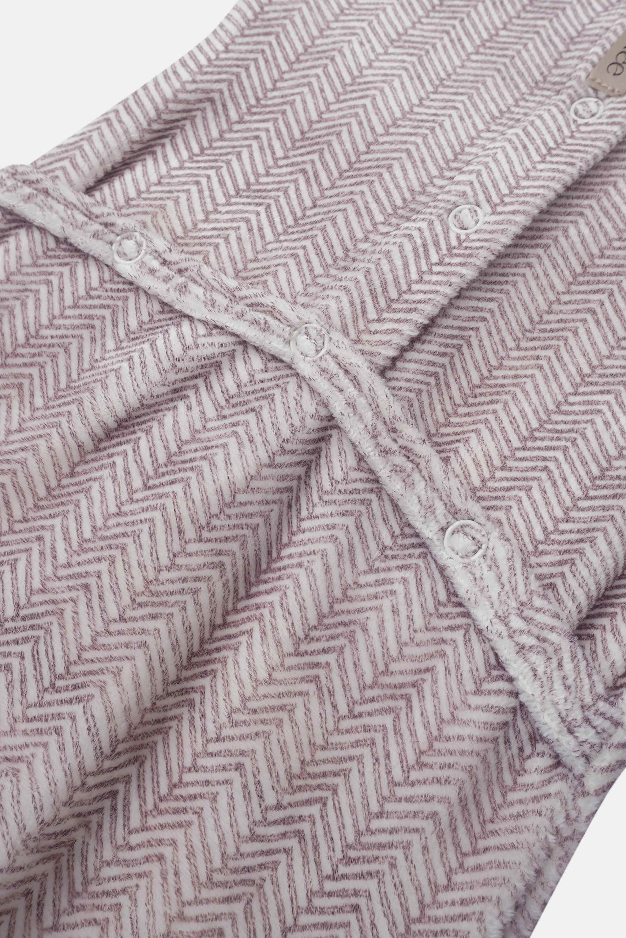 Heritage Herringbone Red layette set for girls in pink-red knit with snap buttons