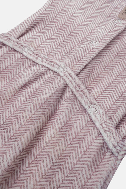 Heritage Herringbone Red layette set for girls in pink-red knit with snap buttons