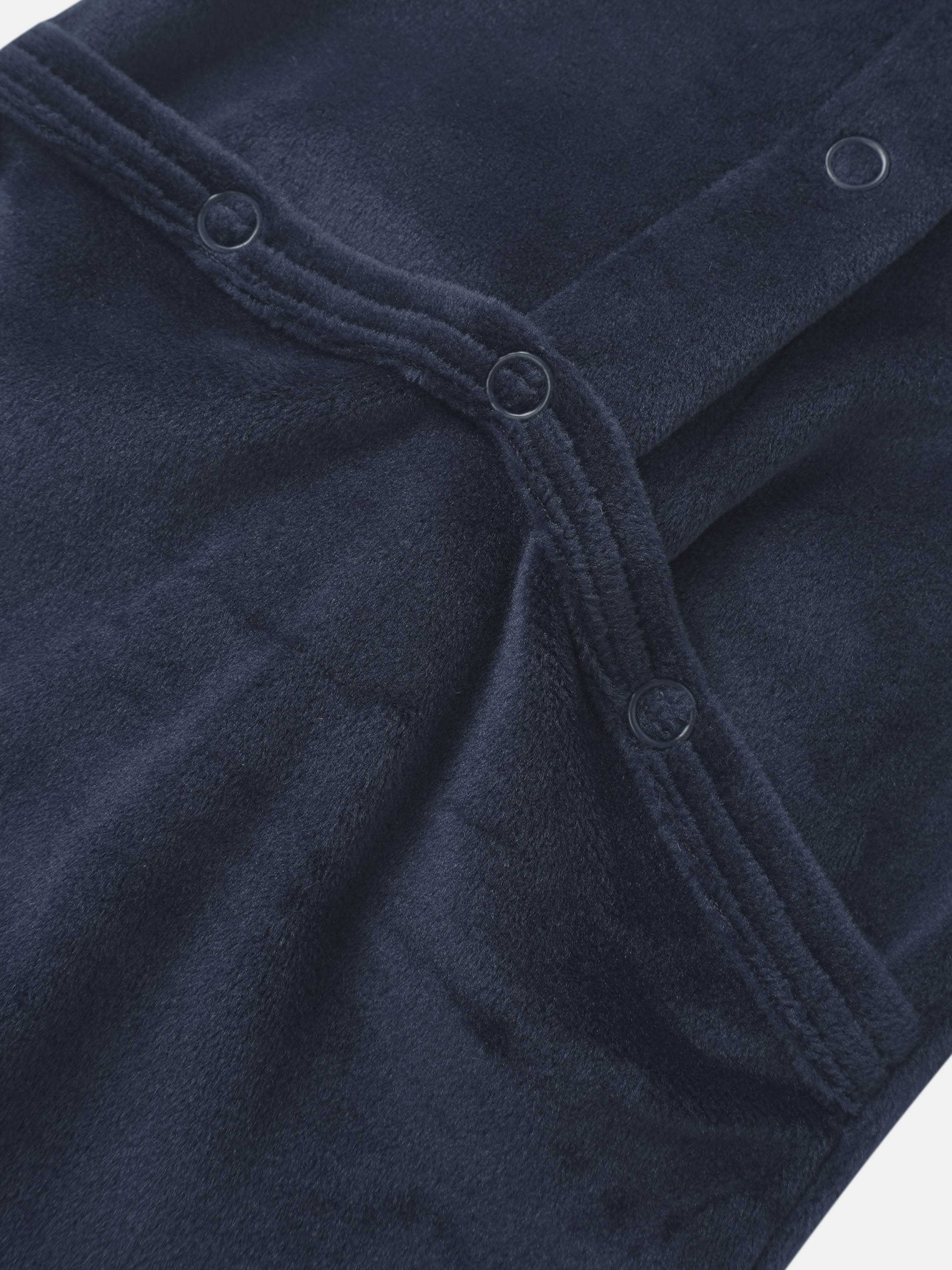 Embroidered Bear Navy Layette Set by Adee, boys outfit in soft navy velour with snaps