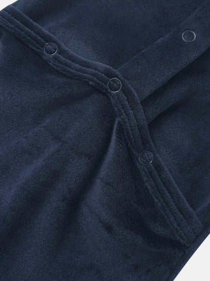 Embroidered Bear Navy Layette Set by Adee, boys outfit in soft navy velour with snaps