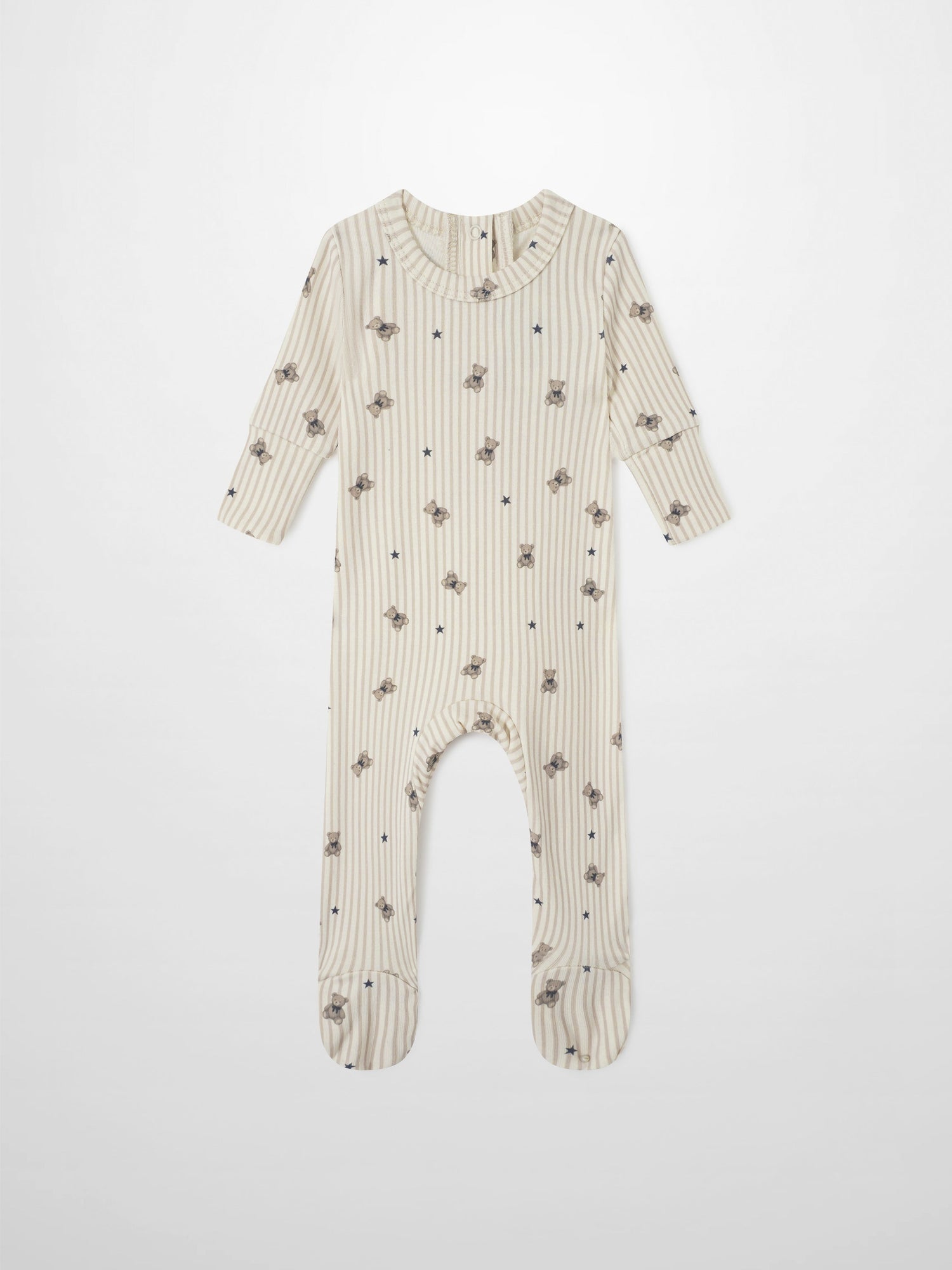 Striped Bear Stretchy by Adee, cream-beige striped boys&