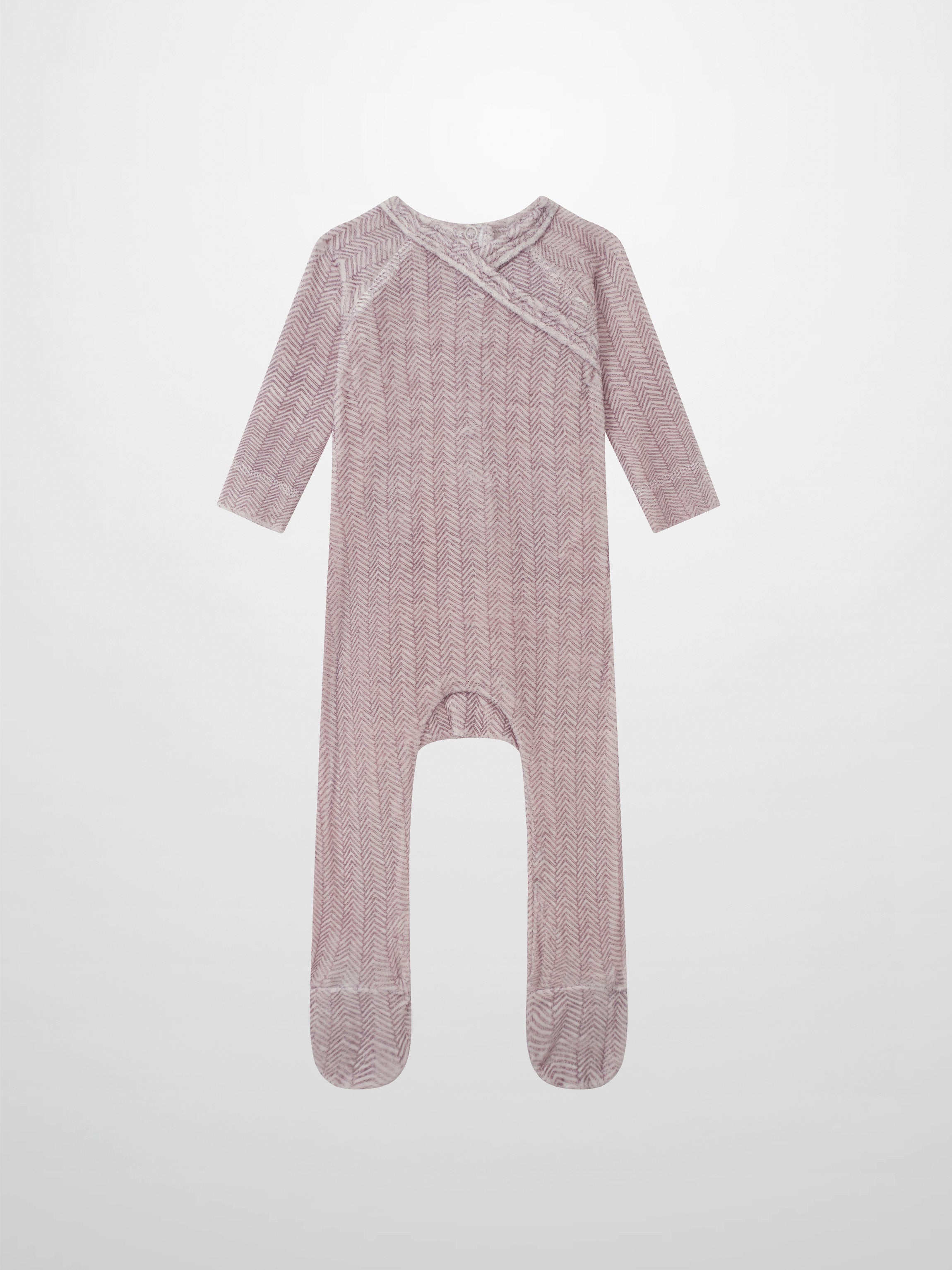 Adee Heritage Herringbone Red girls layette set; long-sleeve footed sleeper in red herringbone fabric.