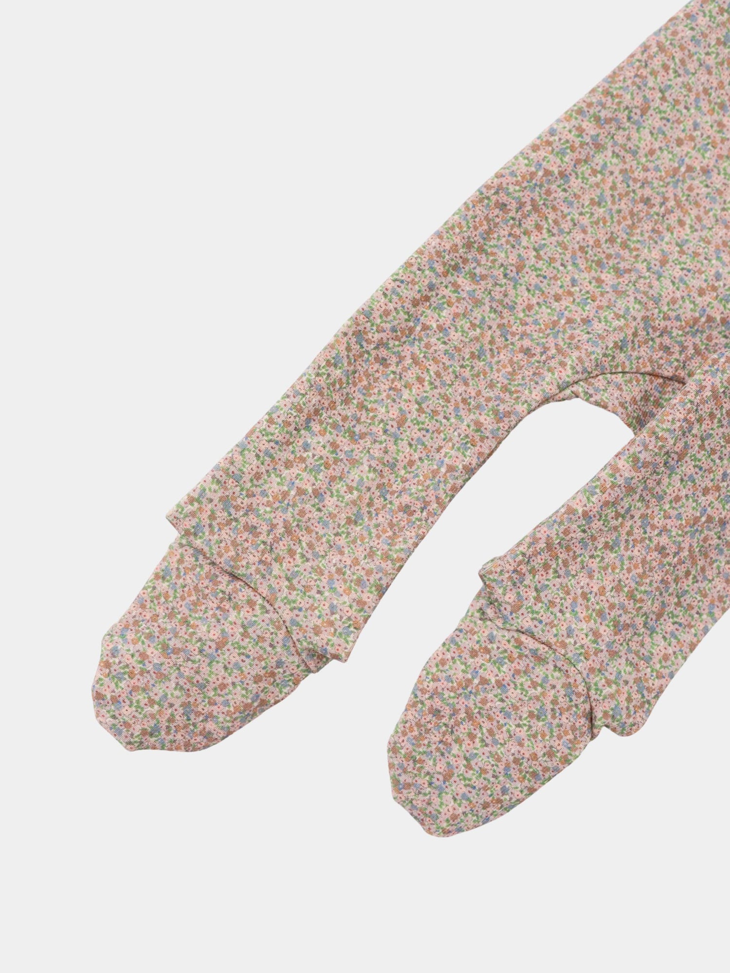 Pastel Petal layette set by Adee; pastel floral print long-sleeve two-piece girls’ set.