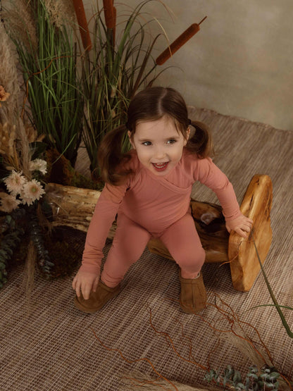 Crossover Thin Ribbed Pajama - Pink