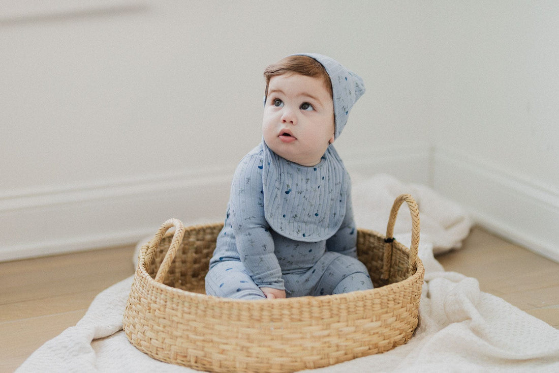 Mini Berry Stretchy, Beanie and Bib-Blue