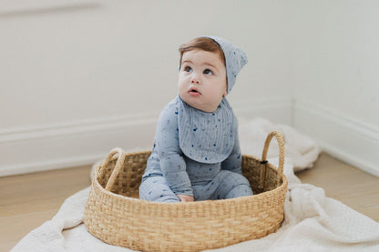Mini Berry Stretchy, Beanie and Bib-Blue
