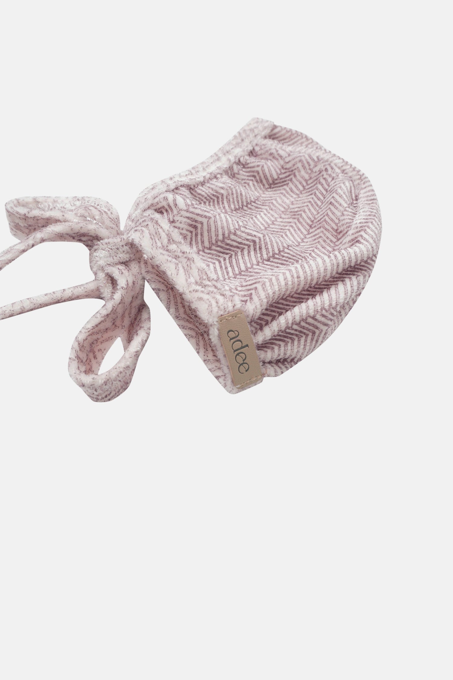 Adee Heritage Herringbone Red girls layette hat with ties, soft knit