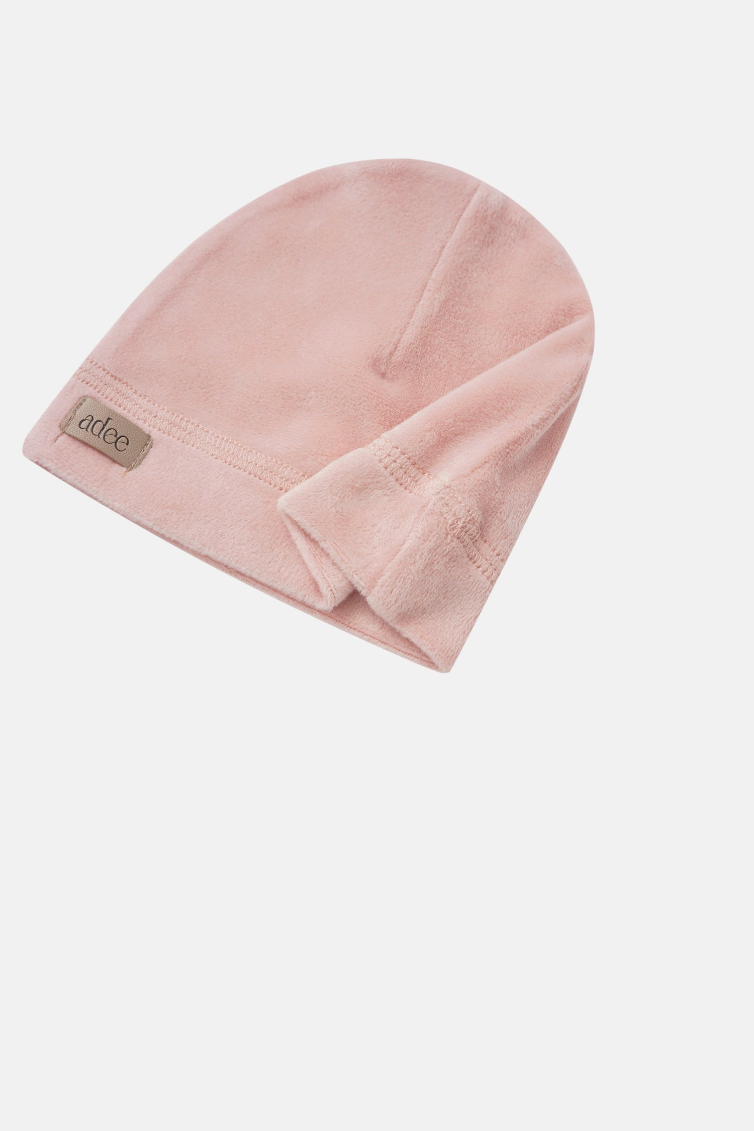 Ballerina Bear layette hat, pink plush fabric, Adee
