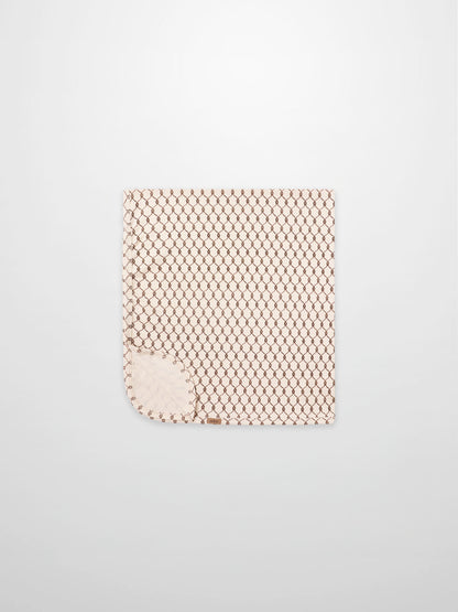 Brown Chain Layette Set by Adee; beige baby blanket with a brown chain-link pattern