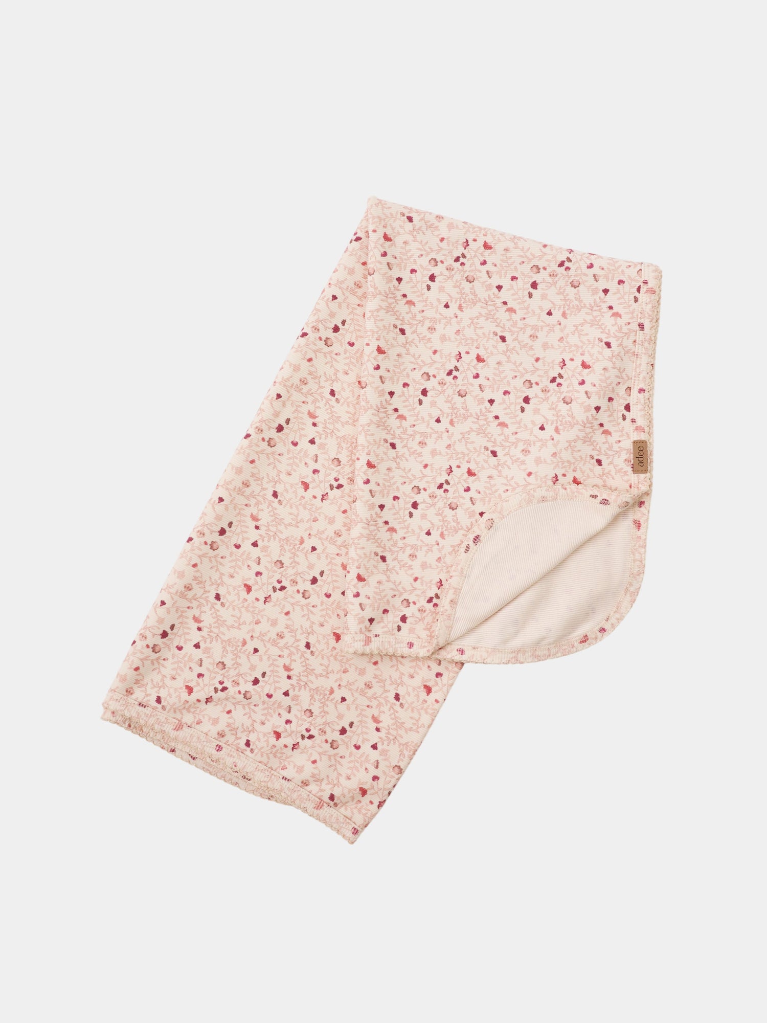 Adee Garden Sprinkles layette set blanket in pale pink with tiny red floral print
