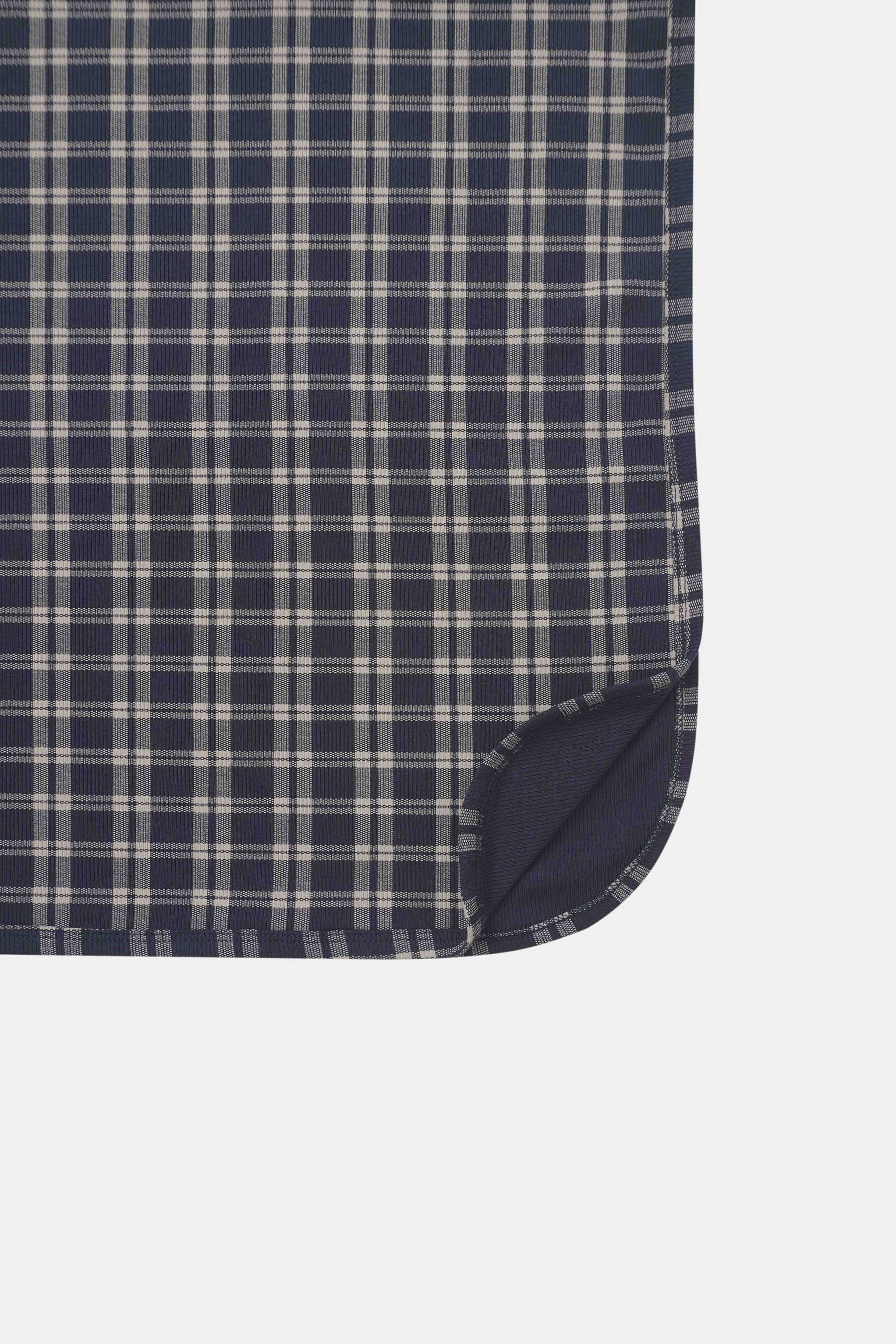 Navy plaid swaddle blanket for boys with white grid lines