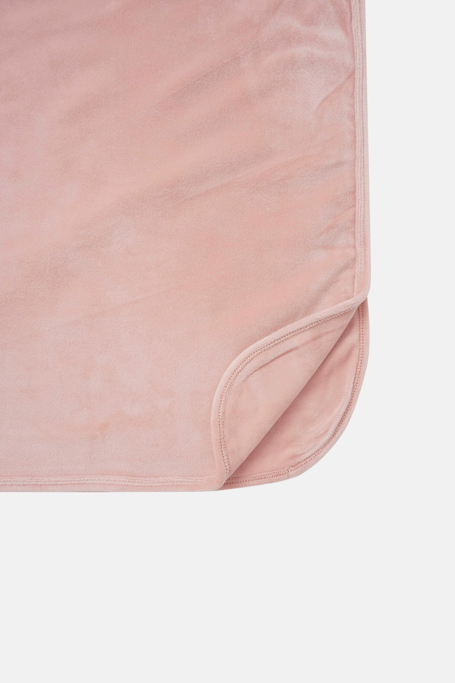 Ballerina Bear layette set fabric swatch in soft pink velour with stitched edge
