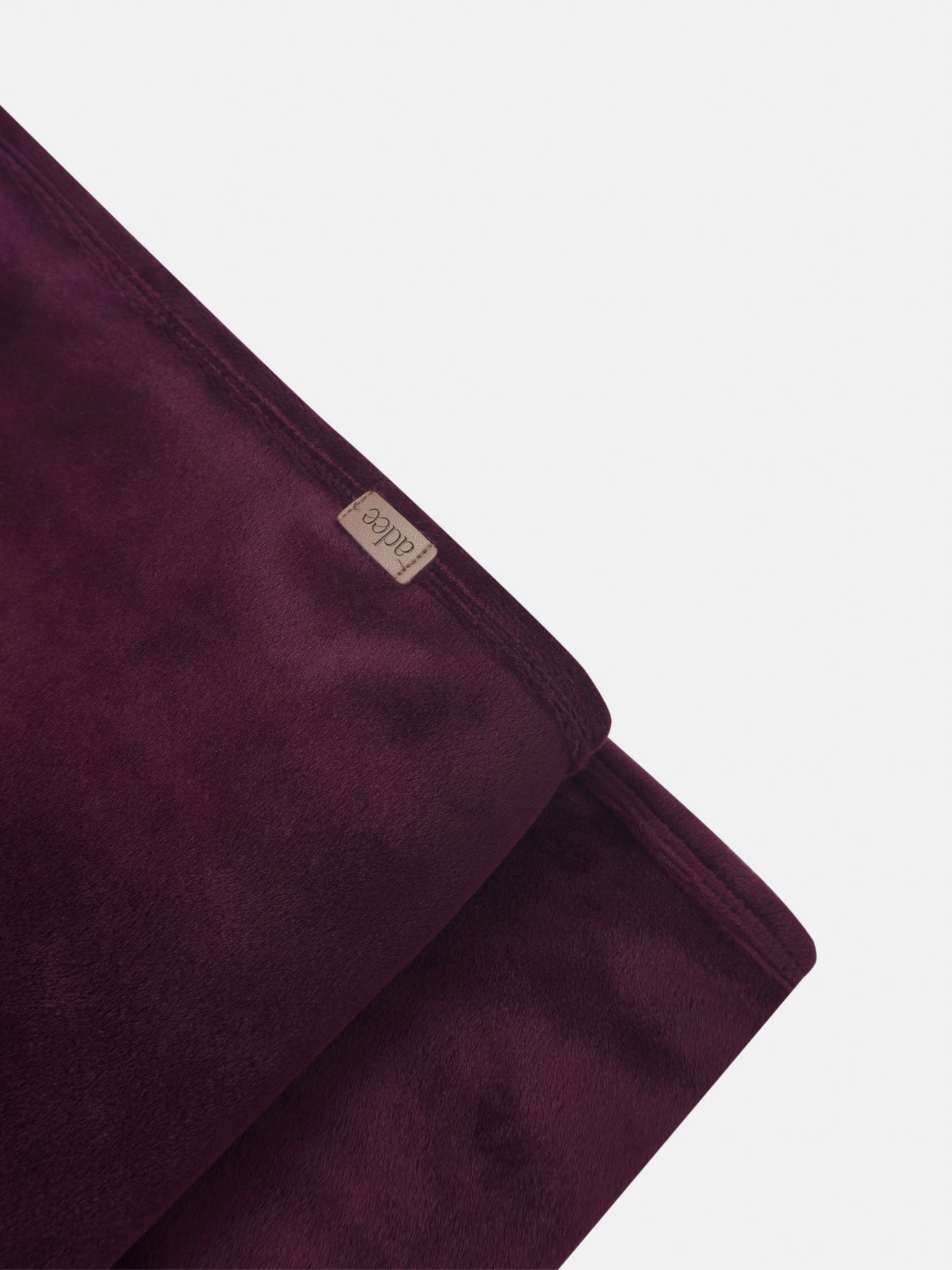 Girls layette set in burgundy velvet with small Adee tag