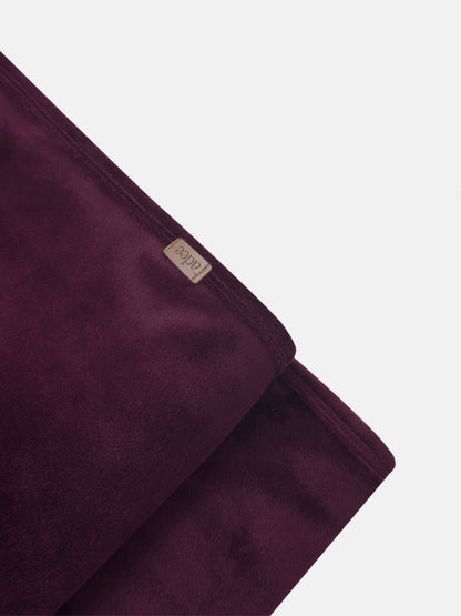 Girls layette set in burgundy velvet with small Adee tag