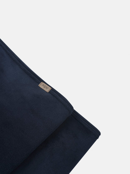 Embroidered Bear Navy layette set by Adee, navy fabric with beige brand tag.