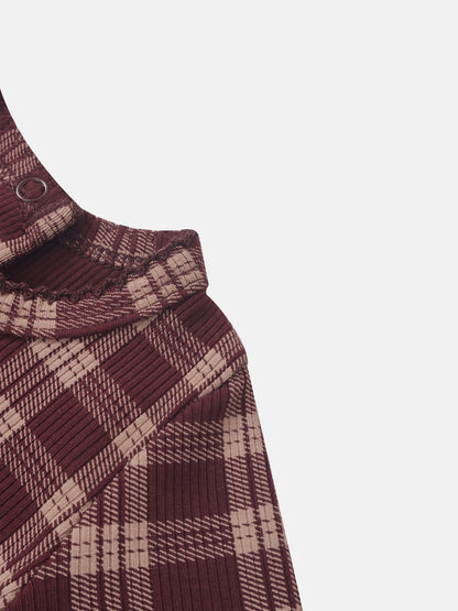 Girls Stretchies burgundy plaid knit sweater by Adee