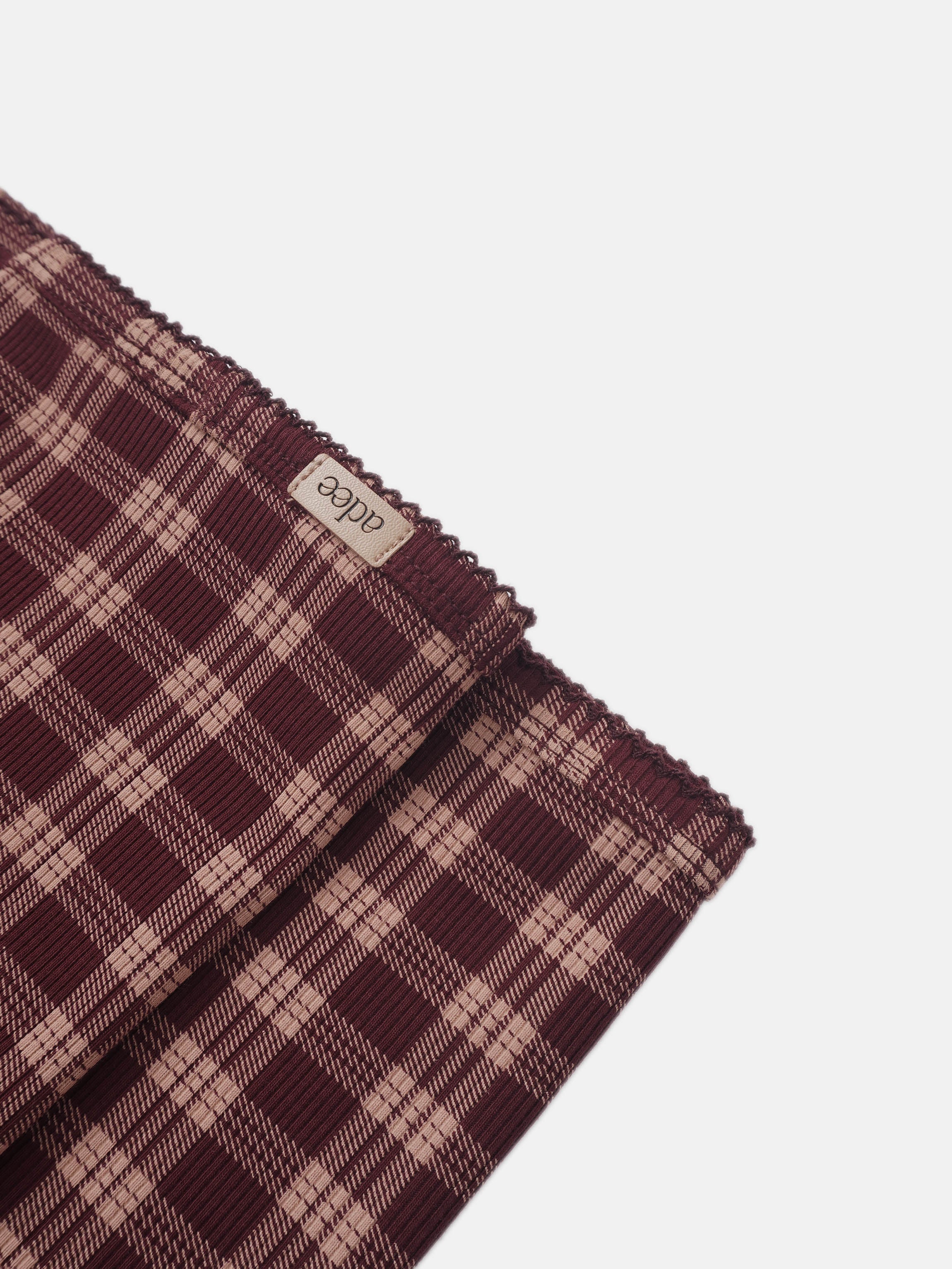 Girls swaddle blanket burgundy plaid with scalloped trim by Adee