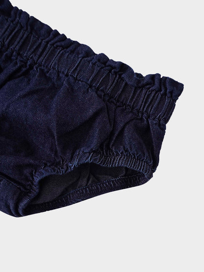 Paper Bag Waist Bloomers-Dark Denim