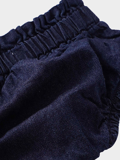 Paper Bag Waist Bloomers-Dark Denim