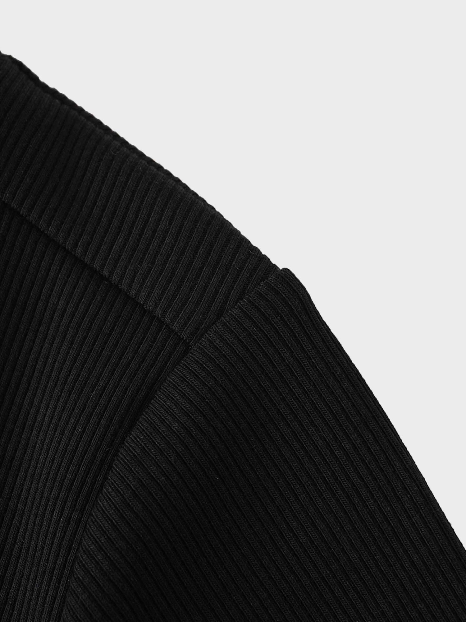 Thin - Ribbed Zip Sweatshirt - Black