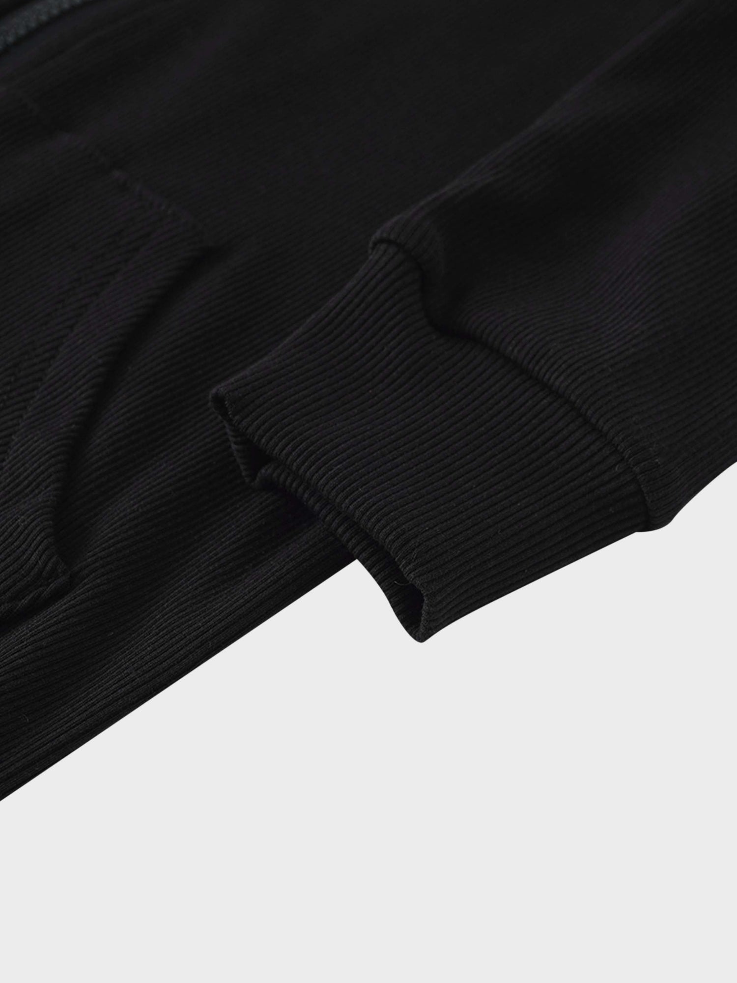 Thin - Ribbed Zip Sweatshirt - Black