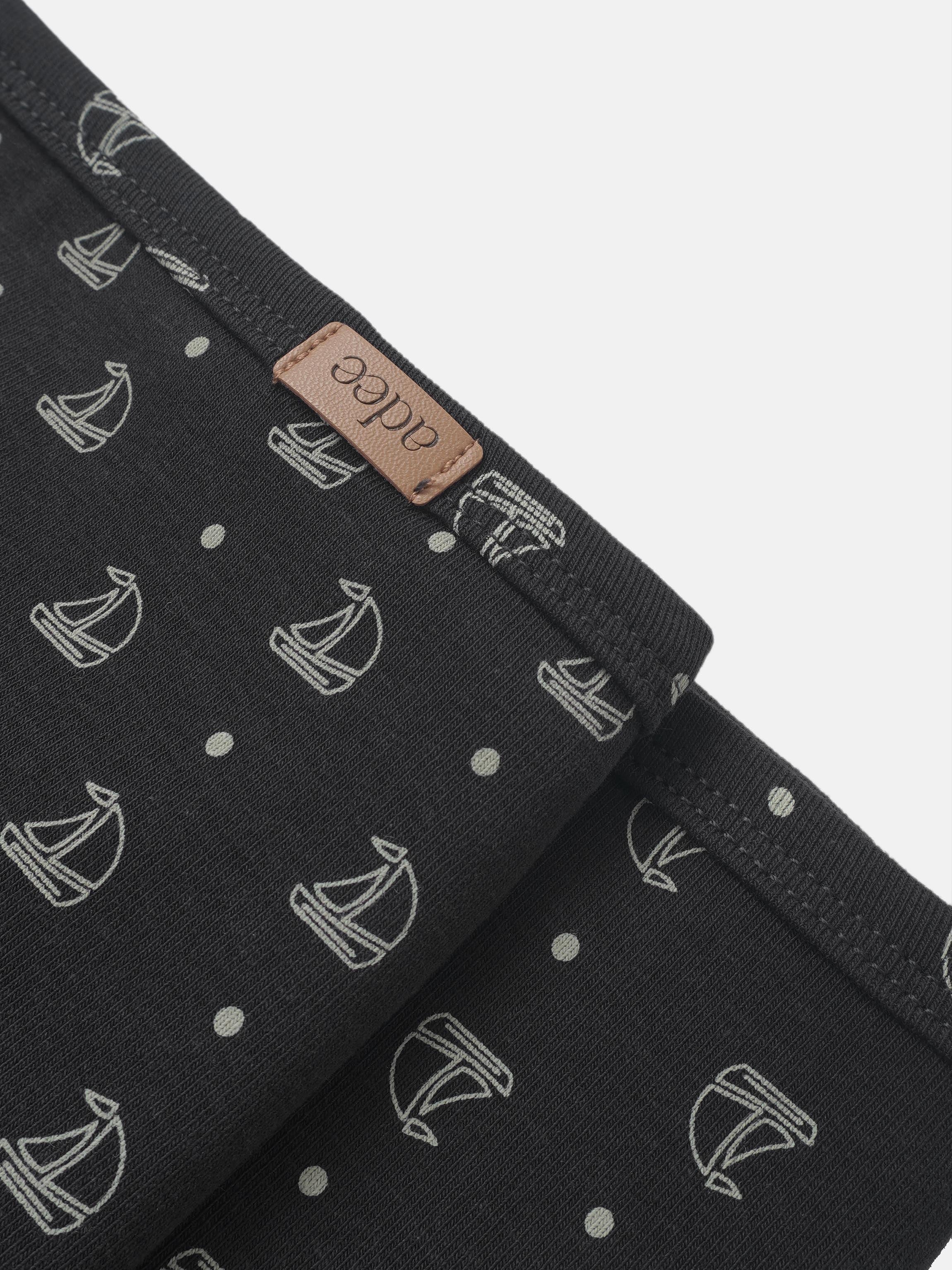 Harbor Dot layette set for boys by Adee; navy knit fabric with white anchor and dot pattern