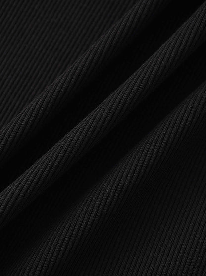 Thin - Ribbed Zip Sweatshirt - Black