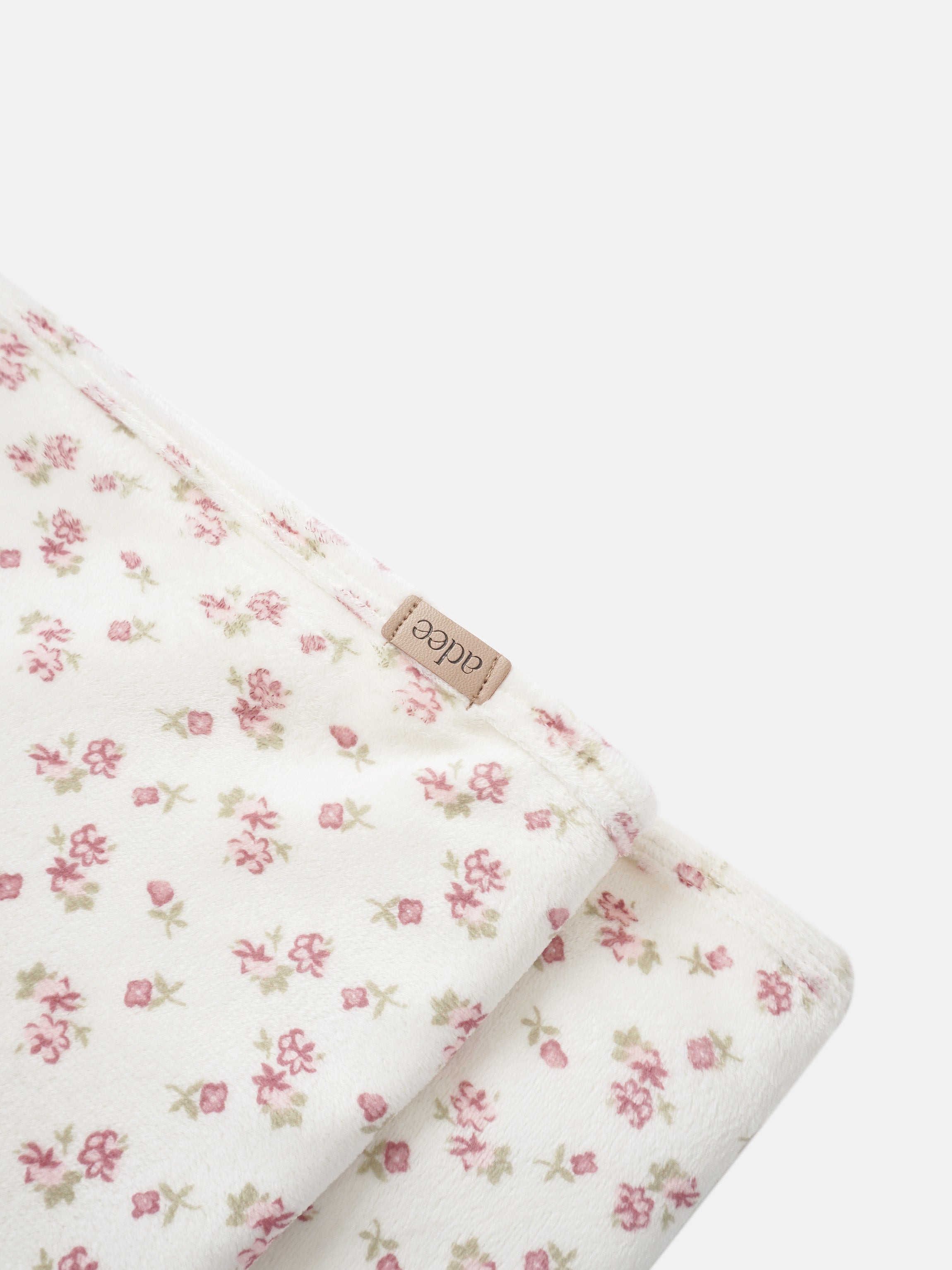 Tiny Blossom layette set by Adee; cream fabric with pink floral print