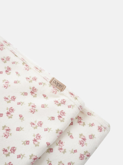 Tiny Blossom layette set by Adee; cream fabric with pink floral print