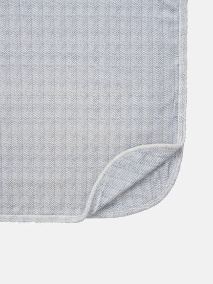 Heritage Herringbone Blue Layette Set by Adee; baby layette fabric in blue herringbone pattern