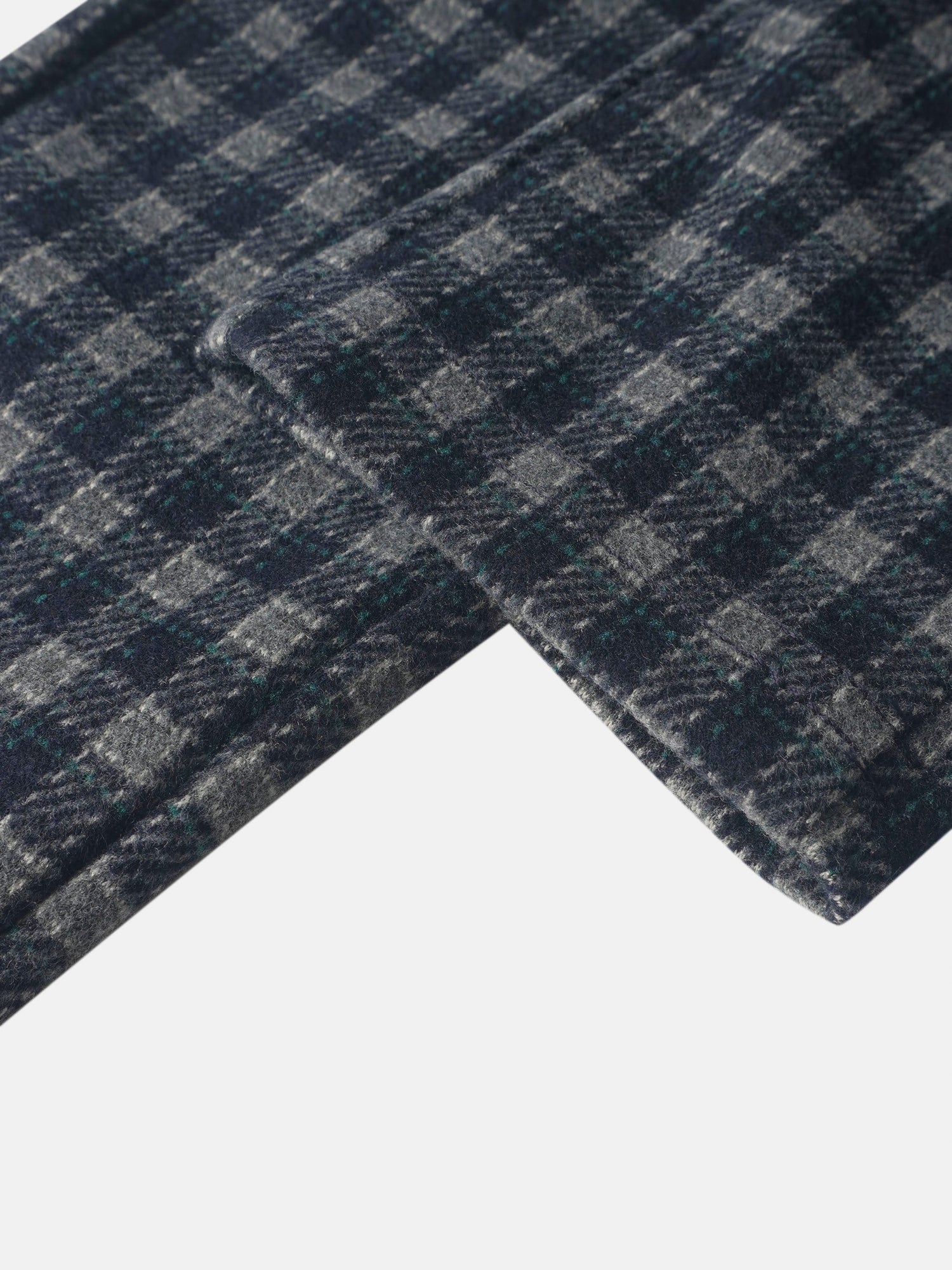 Plaid navy dressy pants for boys with a textured fabric