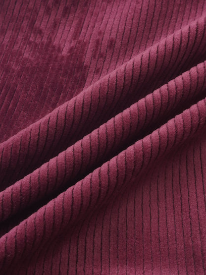 Ribbed velour burgundy fabric for girls pajamas, soft plush texture