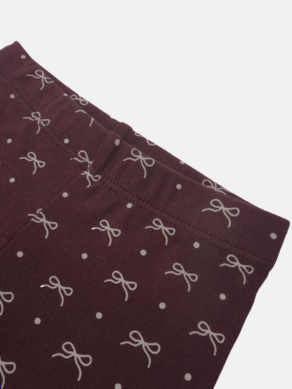 Burgundy Bow Set for little girls by Adee, maroon fabric with white bow pattern