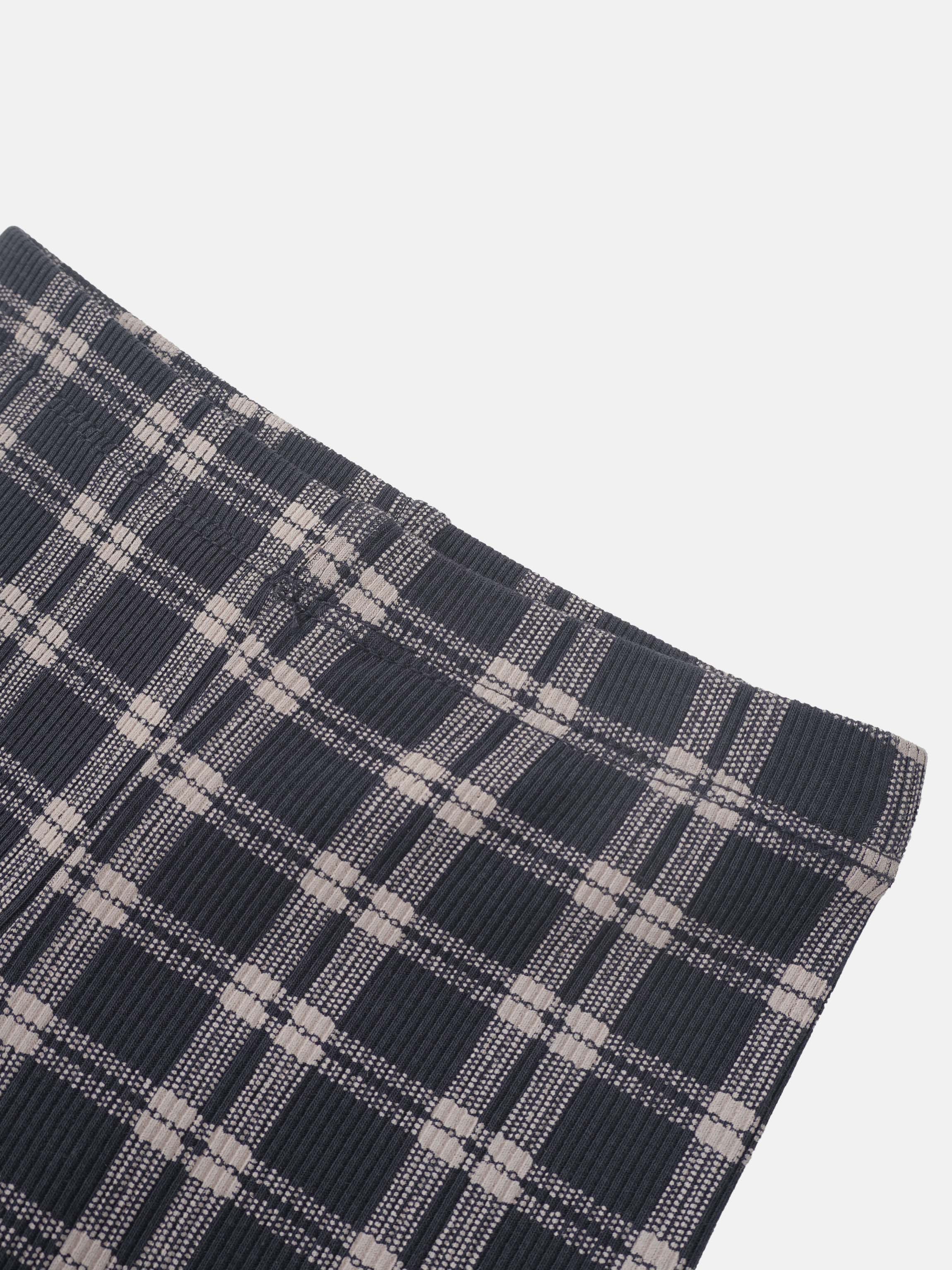 Plaid pajama pants for boys in blue by Adee, closeup of textured plaid fabric
