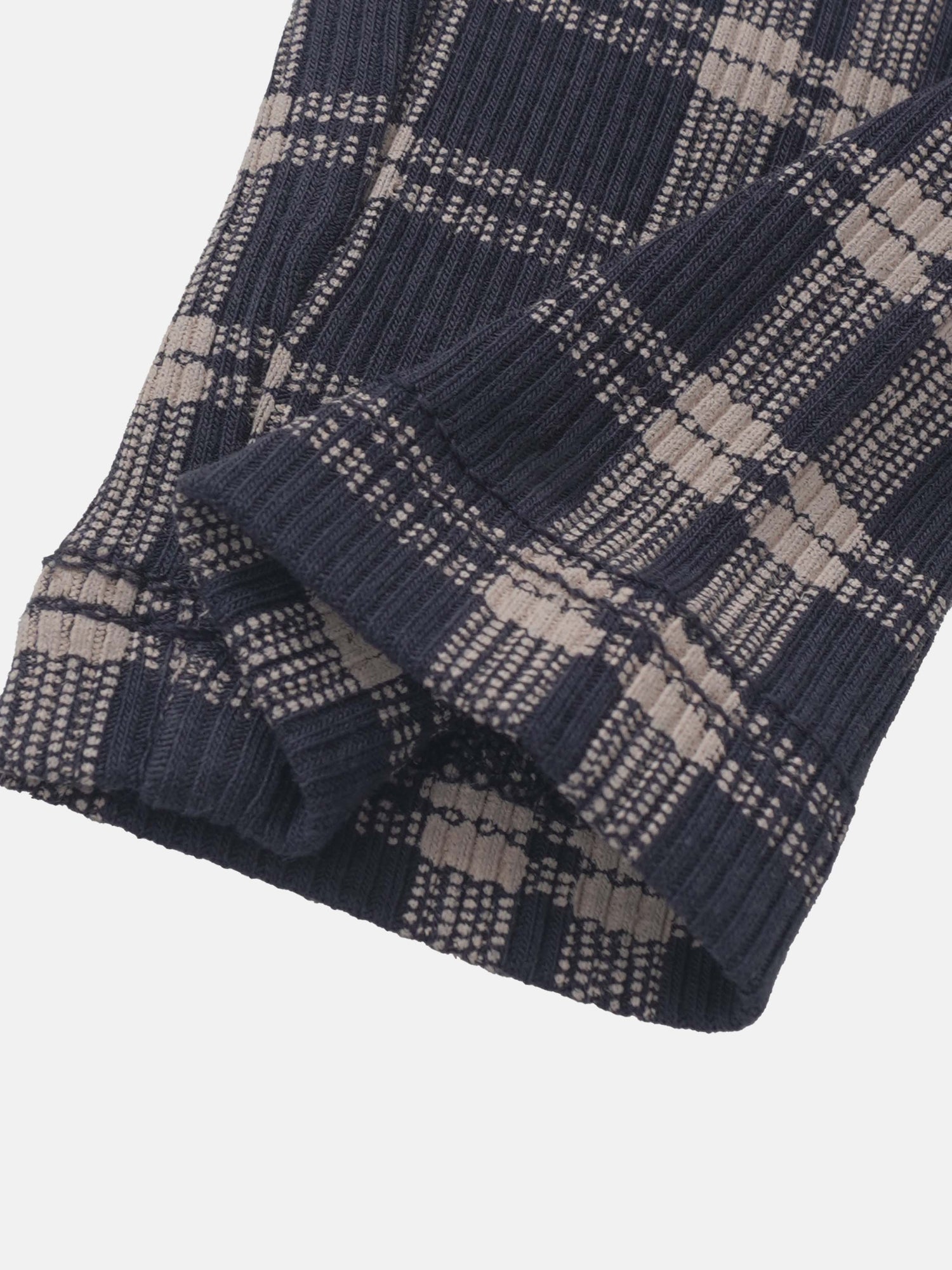Adee Plaid Pajamas for boys - blue navy with beige plaid knit fabric.