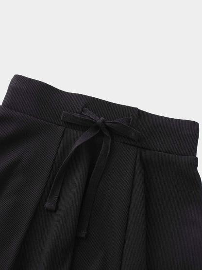 6 Panel Skirt- Black Ribbed