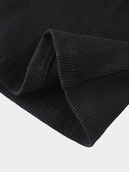 6 Panel Skirt- Black Ribbed