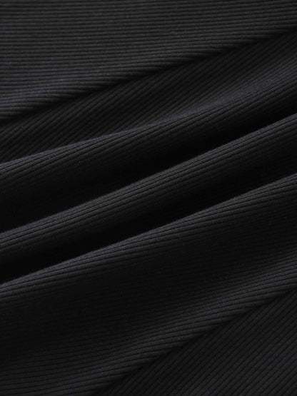 6 Panel Skirt- Black Ribbed